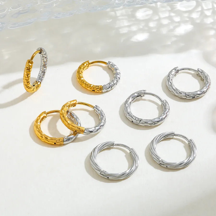 18K Gold Plated Textured Round Earrings