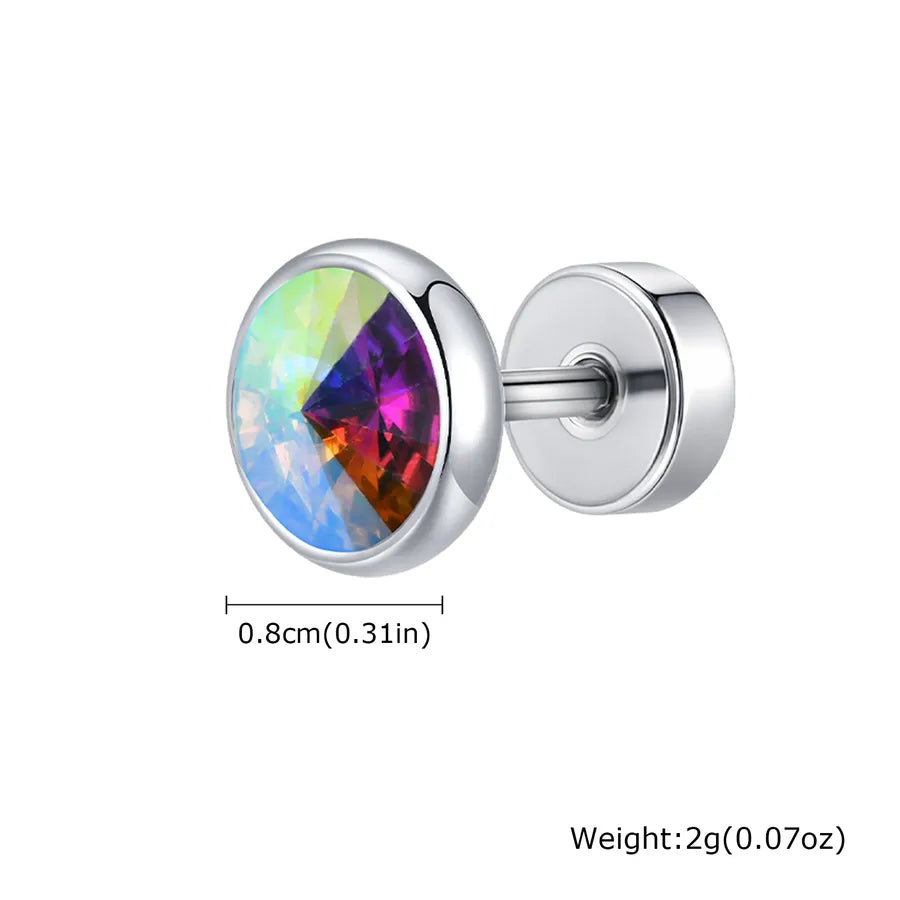 Unisex Stainless Steel Zircon Stud Earring Steel Color Symphony Zirconia A Piece