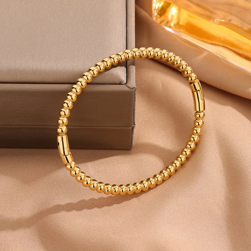 Gold Bamboo Geometric Bangle Bracelet for Women Average Size Gold Cx807