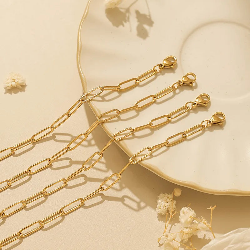 Gold Stainless Steel Geometric Chain Bracelet