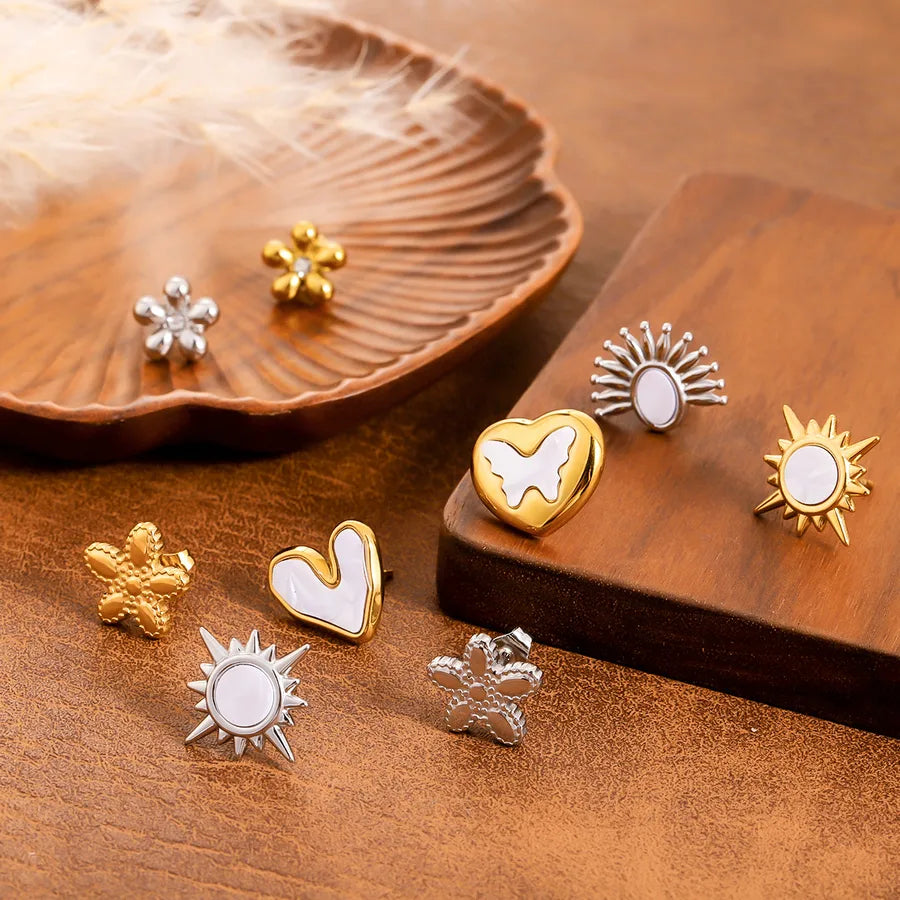 Vintage Sunflower Half Stud Earrings