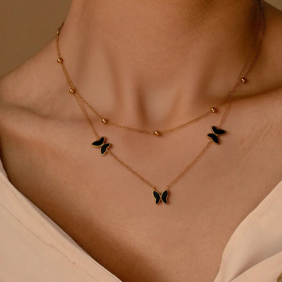 18K Gold Butterfly Pendant Necklace