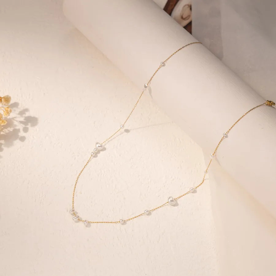 18K Gold Plated Pearl Stainless Steel Necklace