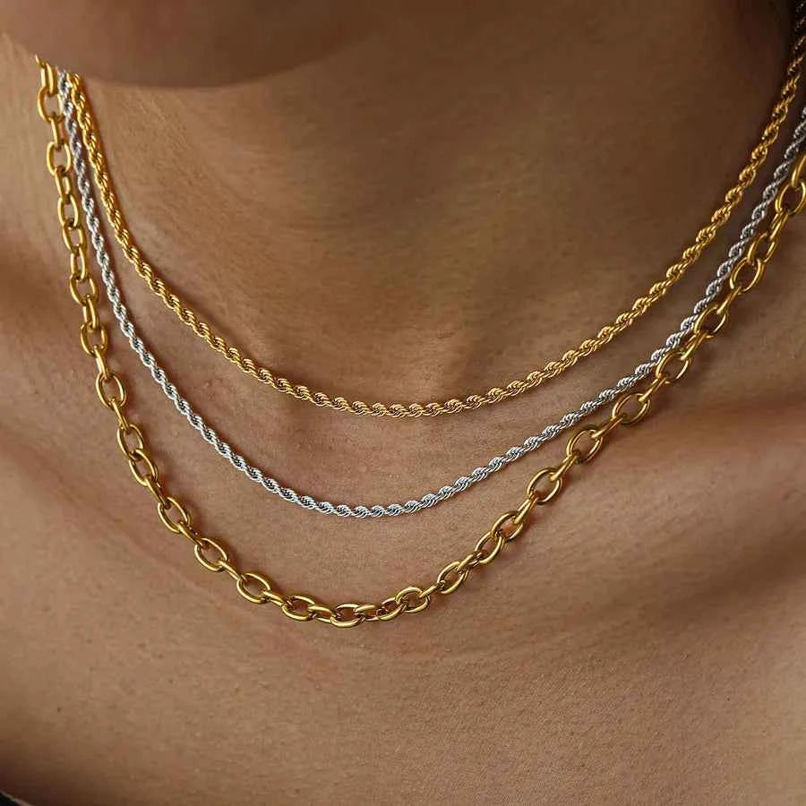 18K Gold Plated Stainless Steel Twist Necklace