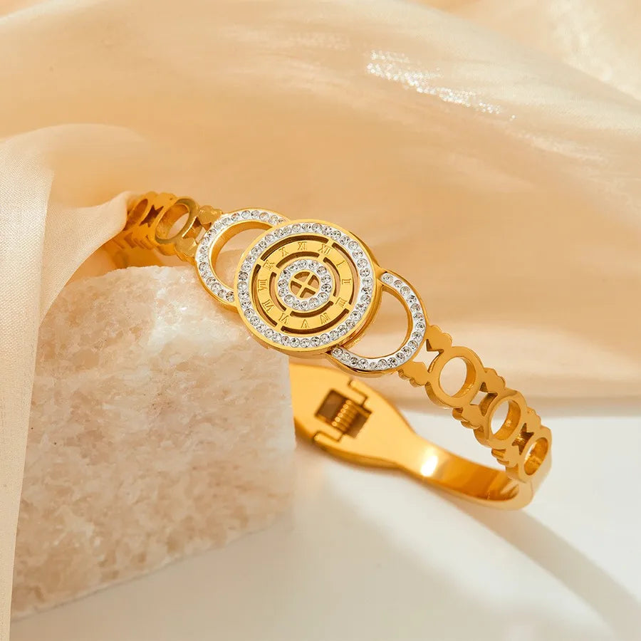 Stainless Steel Roman Numeral Bracelet with Zircon