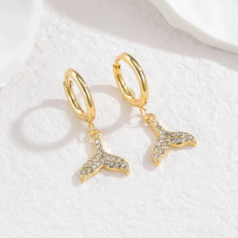 Gold Ocean Animal Earrings – Vintage Beach Style