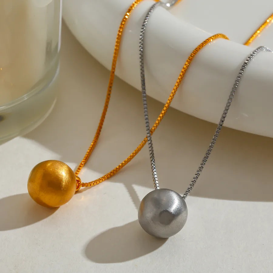 Gold Plated Round Bead Pendant Necklace