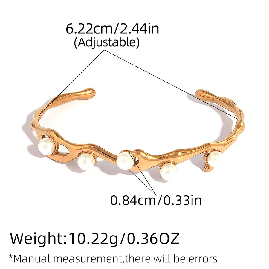 18K Gold Plated Pearl Bangle Bracelet for Women