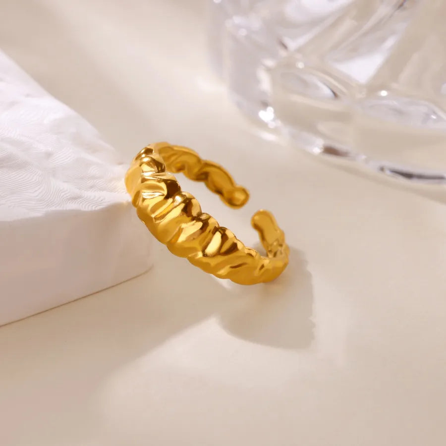 Stainless Steel Rose Geometric Open Ring