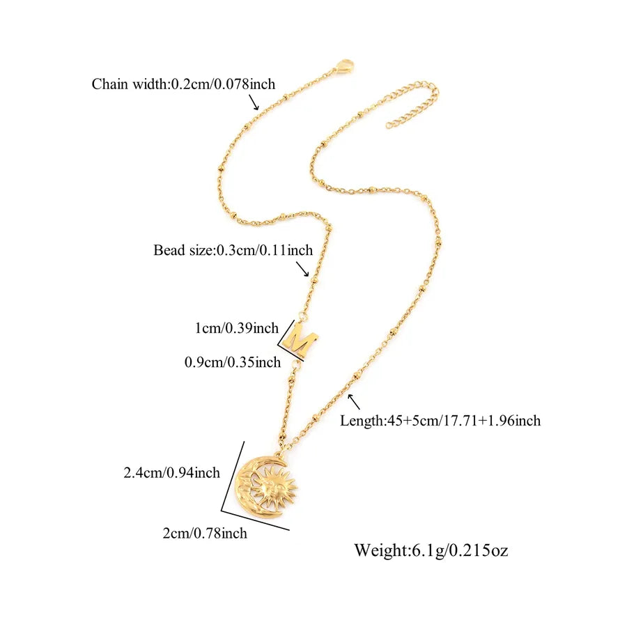 18K Gold Plated Sun & Moon Pendant Necklace