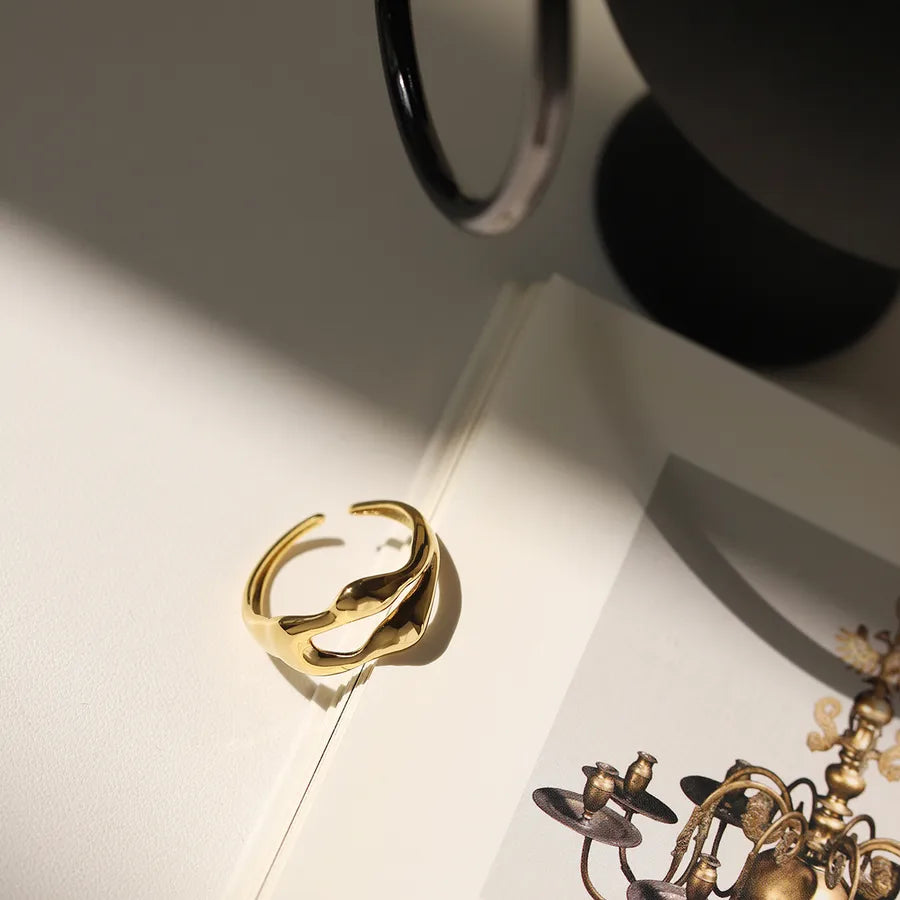 18K Gold Plated Hollow Stainless Steel Ring