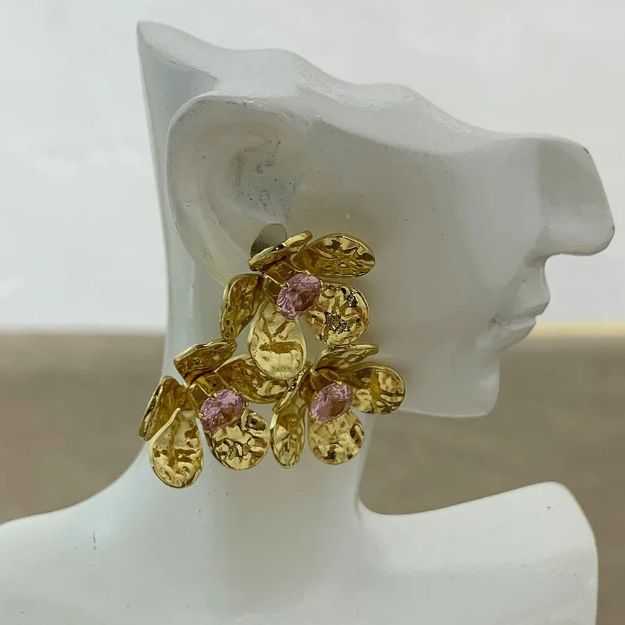 18K Gold Plated Butterfly & Flower Stud Earrings