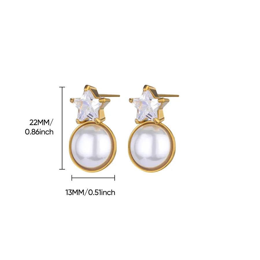 18K Gold Plated Pearl Geometric Hoop Earrings 8