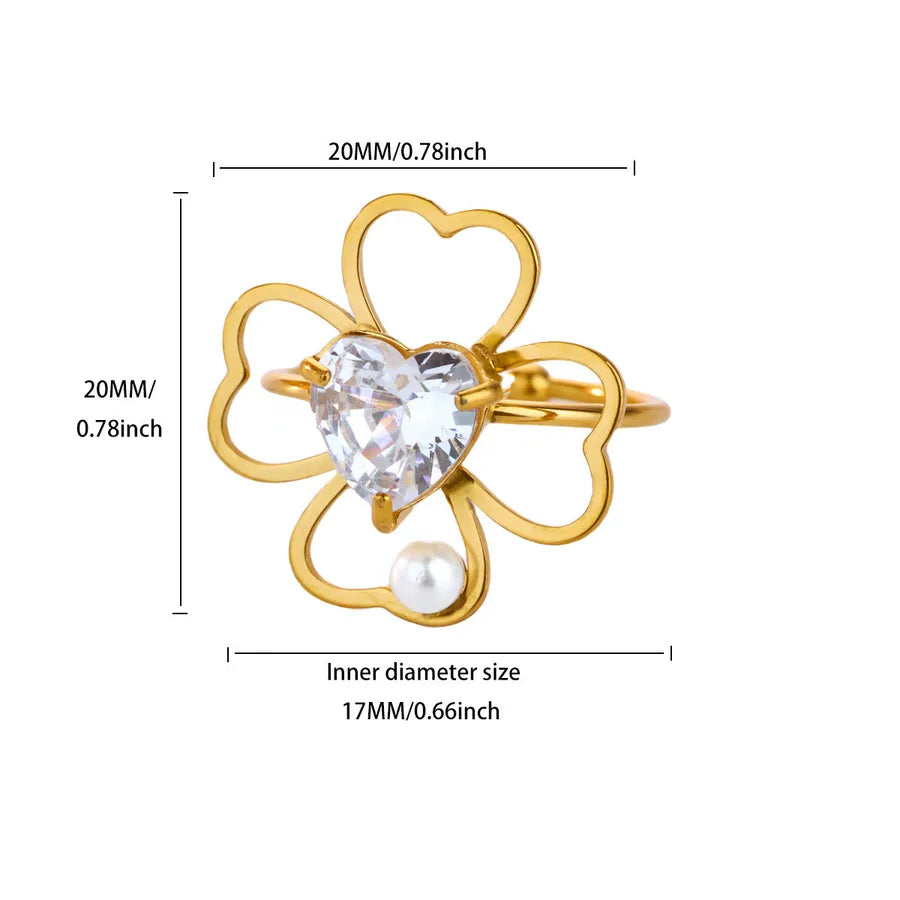 Boho Floral 18K Gold Open Ring for Women 2