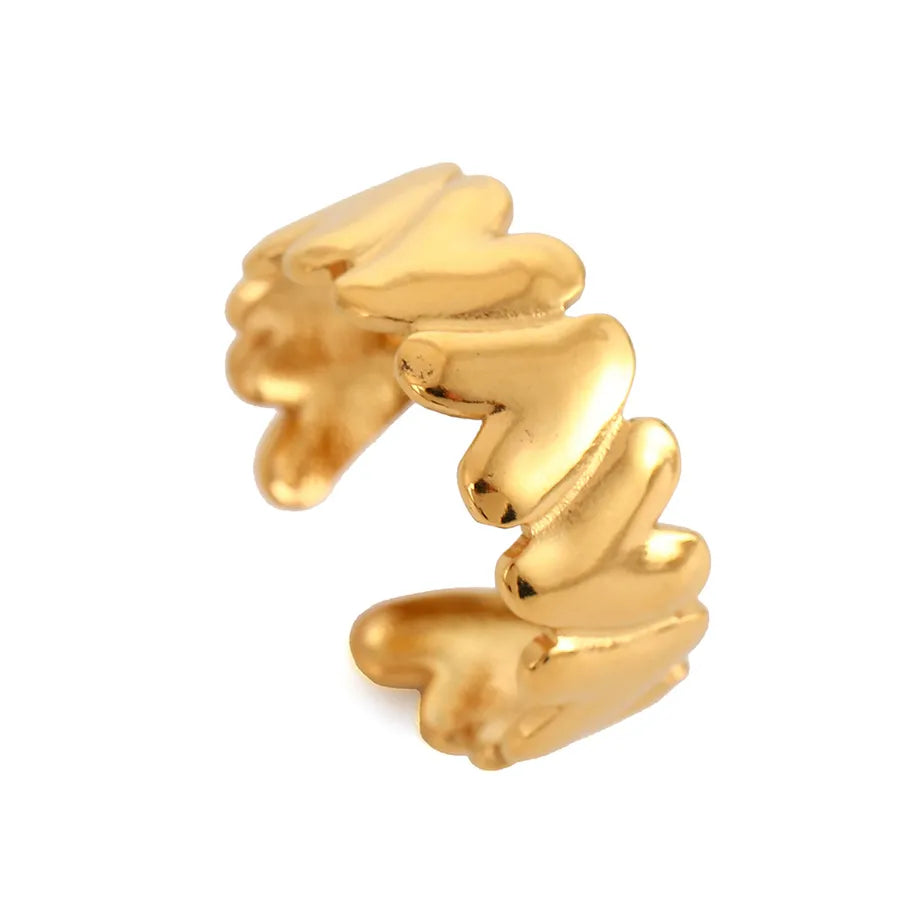 Gold Plated Zircon Heart Ring – Adjustable Open Band