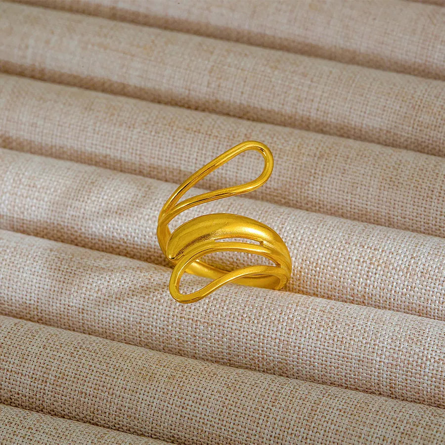 Adjustable 18K Gold Stainless Steel Ring 35