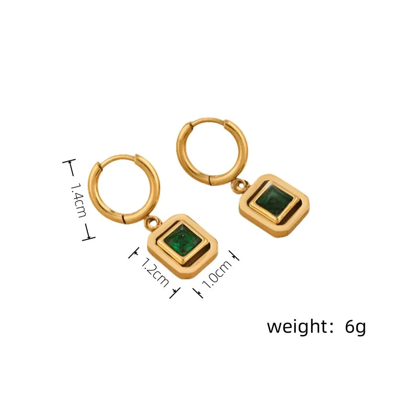 14K Gold Plated Purple Zircon Drop Earrings 0448-golden Green