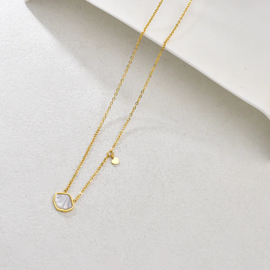 Gold Mother of Pearl Heart Pendant Necklace
