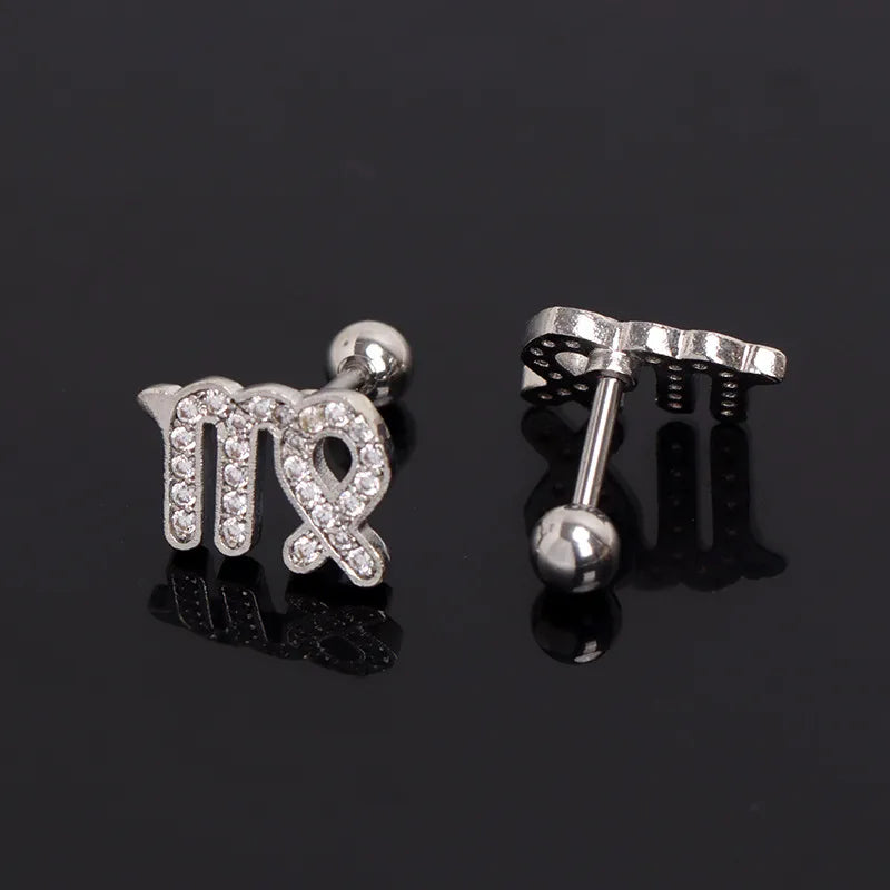 Virgo Zodiac Stainless Steel Stud Earrings