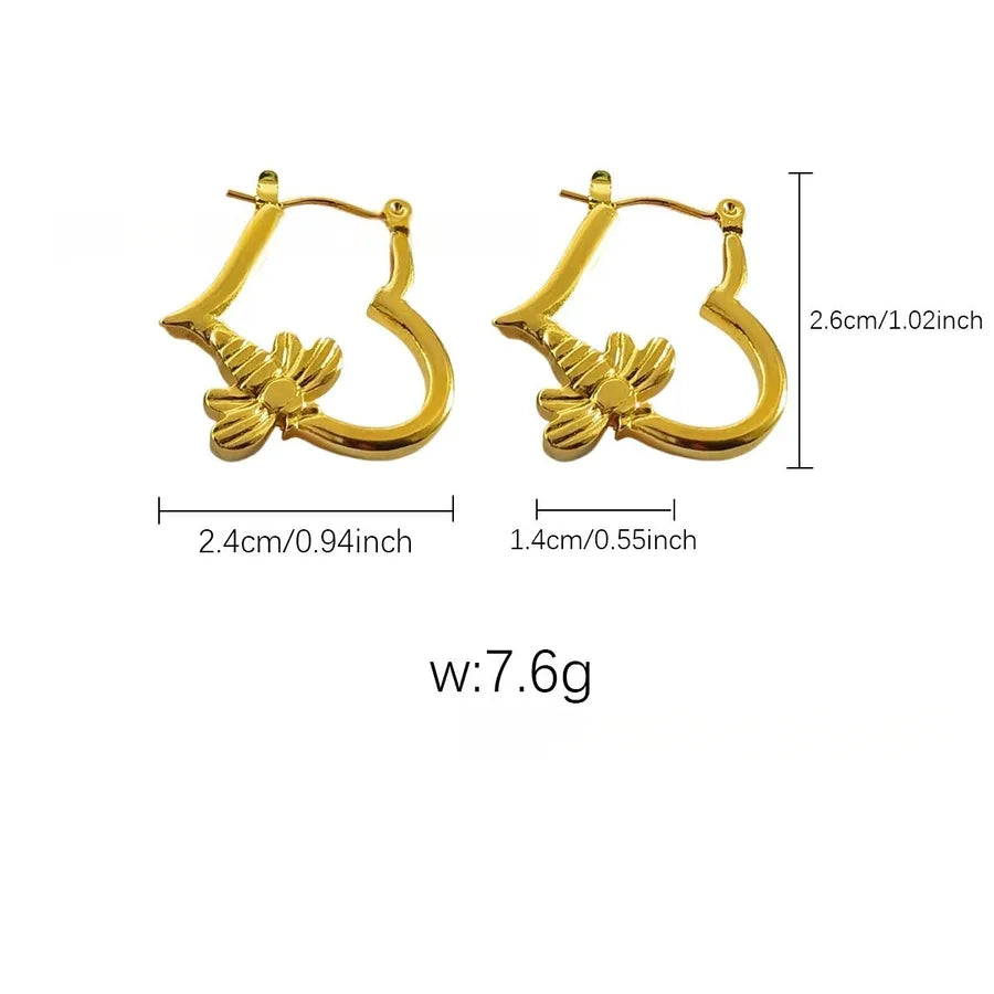 Elegant Gold Titanium Steel Hoop Earrings