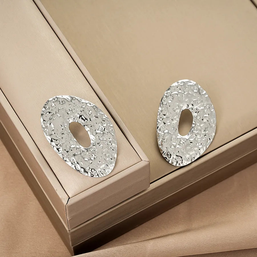 Irregular 18K Gold Plated Stainless Steel Earrings E1368-B (a Pair of Silver Ear Studs)