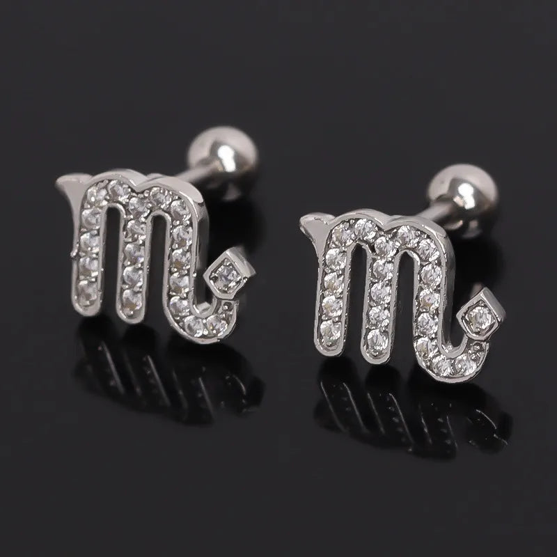 Zodiac Sign Gold-Plated Stainless Steel Earrings