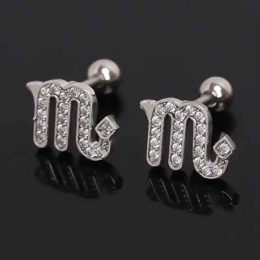 Zodiac Sign Gold-Plated Stainless Steel Earrings