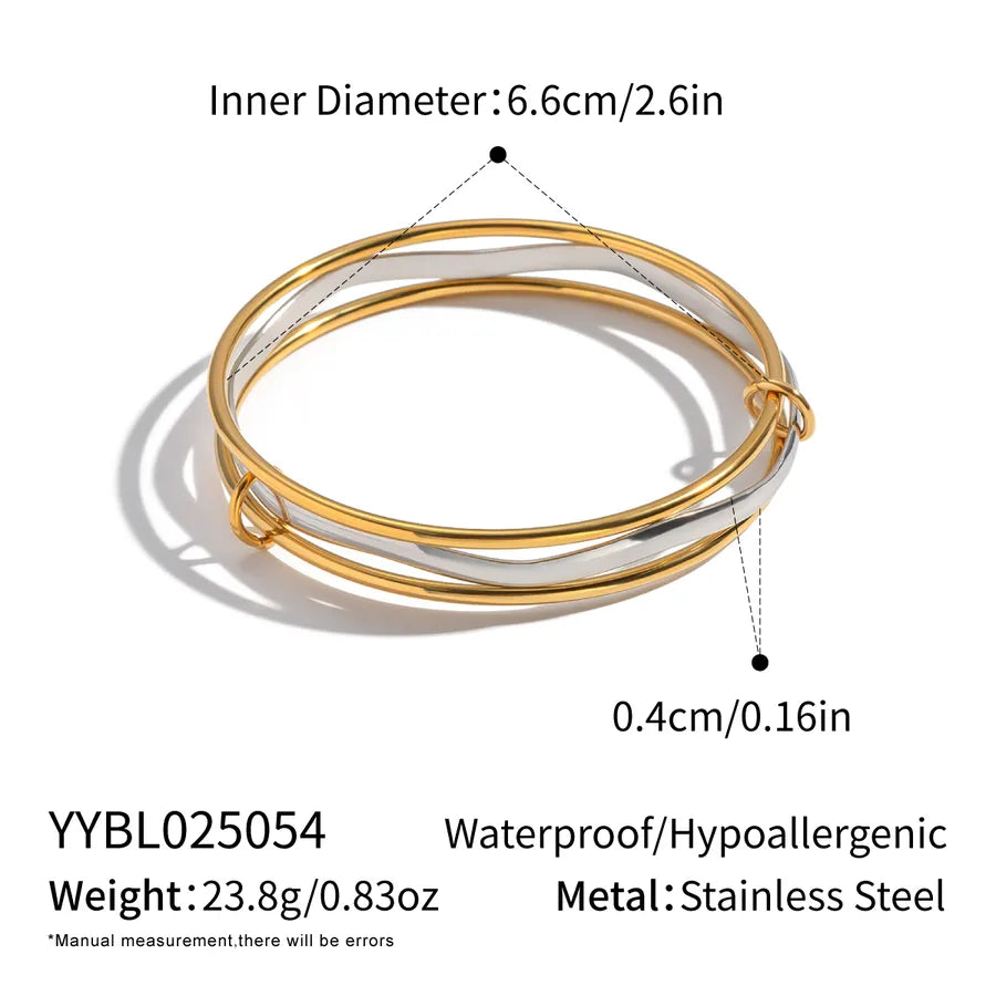 Gold & Silver Geometric Waterproof Bangle Gold YYBL025054