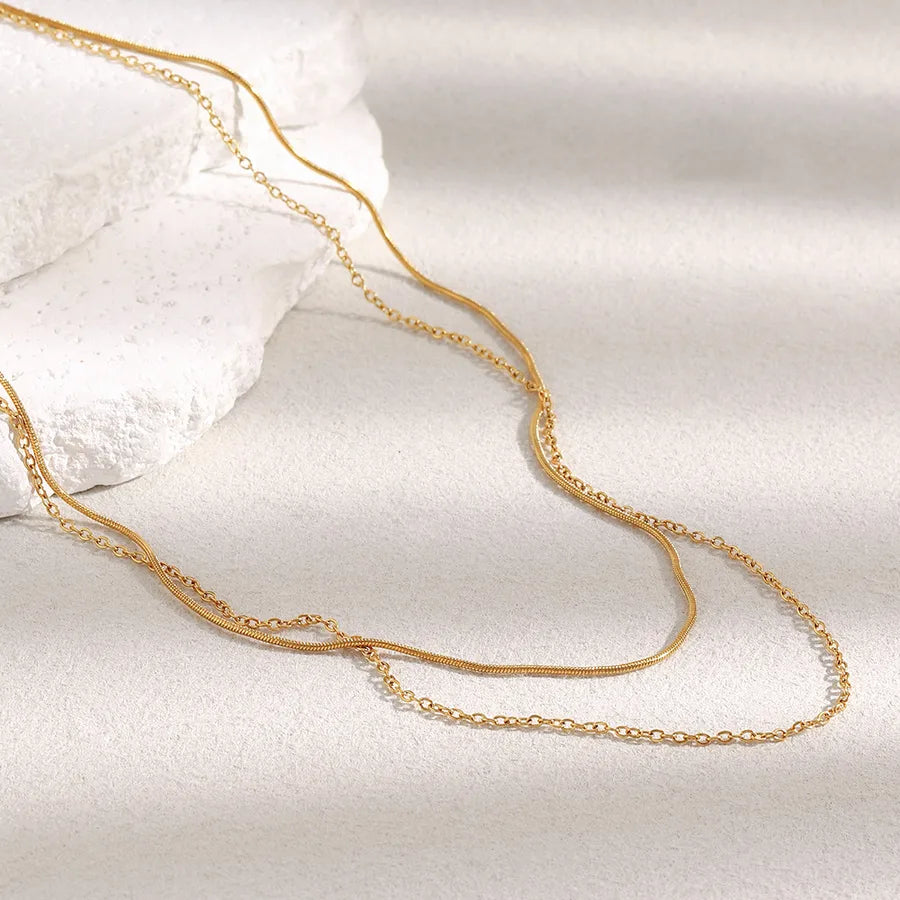 Double Layer 18K Gold Plated Stainless Steel Necklace