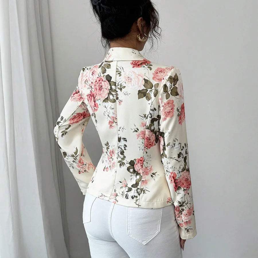 Elegant Floral Slim Fit Blazer for Women