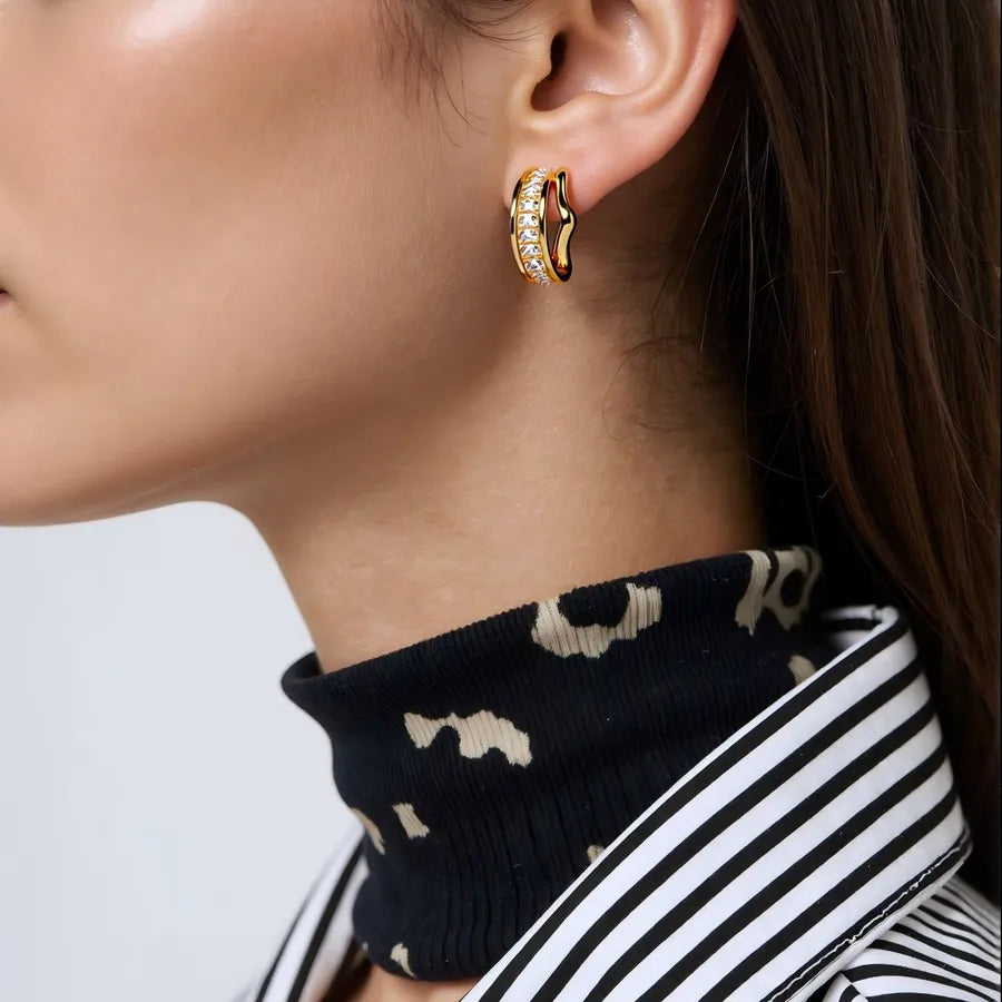18K Gold-Plated Geometric C-Shaped Earrings