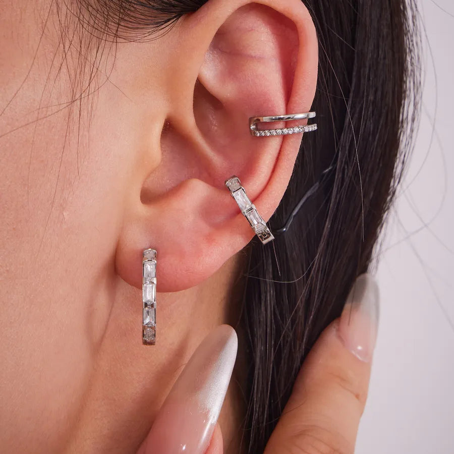 18K Gold Zircon Cross Earrings for Women