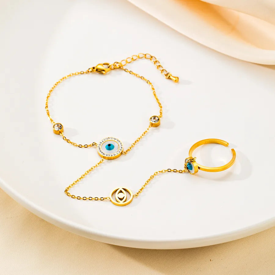 Gold Plated Heart & Butterfly Finger Bracelet