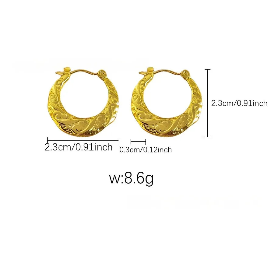 Elegant Gold Titanium Steel Hoop Earrings