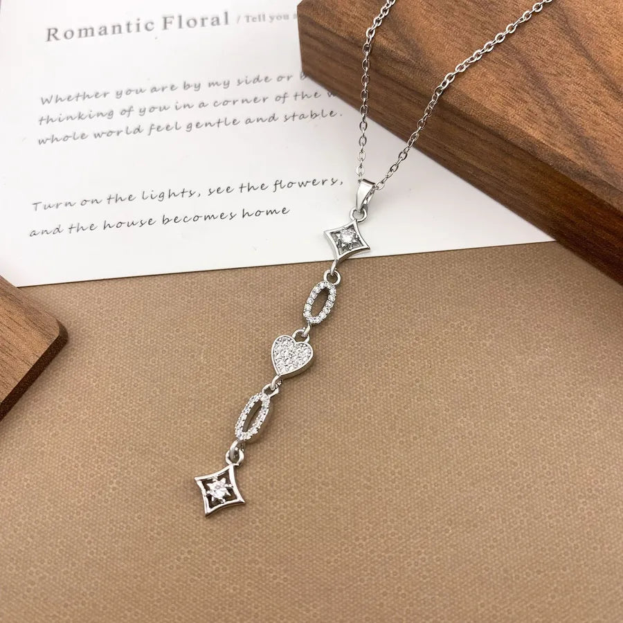 Gold Plated Sun Moon Star Pendant Necklace XL5135 Heart Star Tassel Necklace Silver