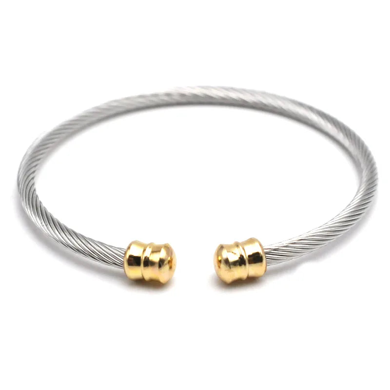 18K Gold Minimalist Wire Rope Bracelet Golden Head