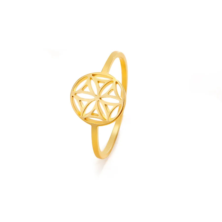 Boho Floral 18K Gold Stainless Steel Ring Style 4-Gold