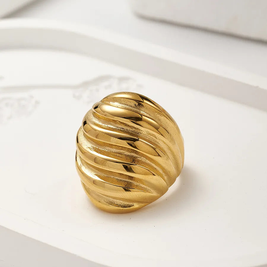 Gold Plated Stainless Steel Stripe Ring