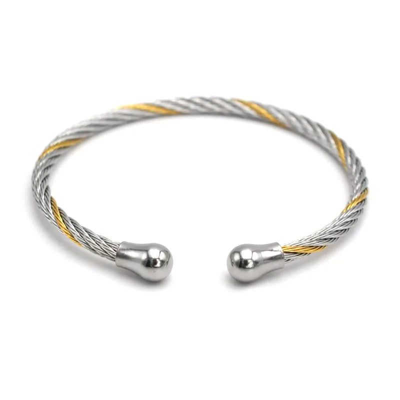 Gold Plated Wire Rope Open Hand Bracelet