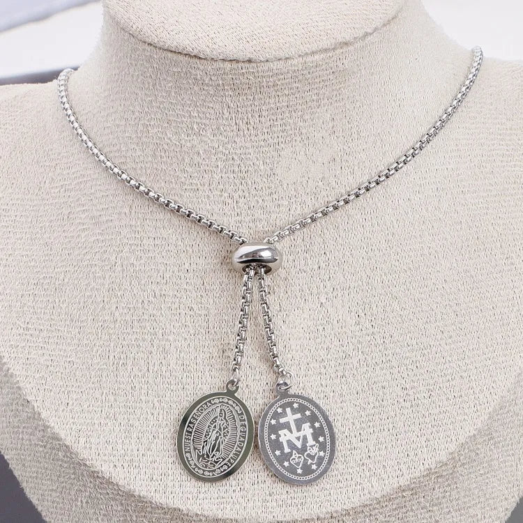 Silver Multi-Charm Stainless Steel Pendant Necklace