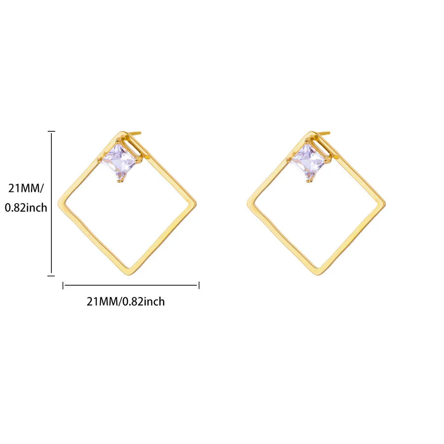 18K Gold Heart Zircon Earrings for Women