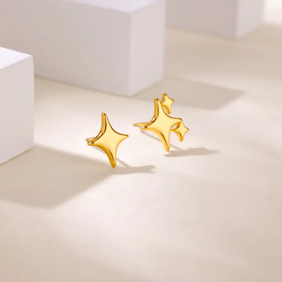 18K Gold Heart Zircon Earrings for Women