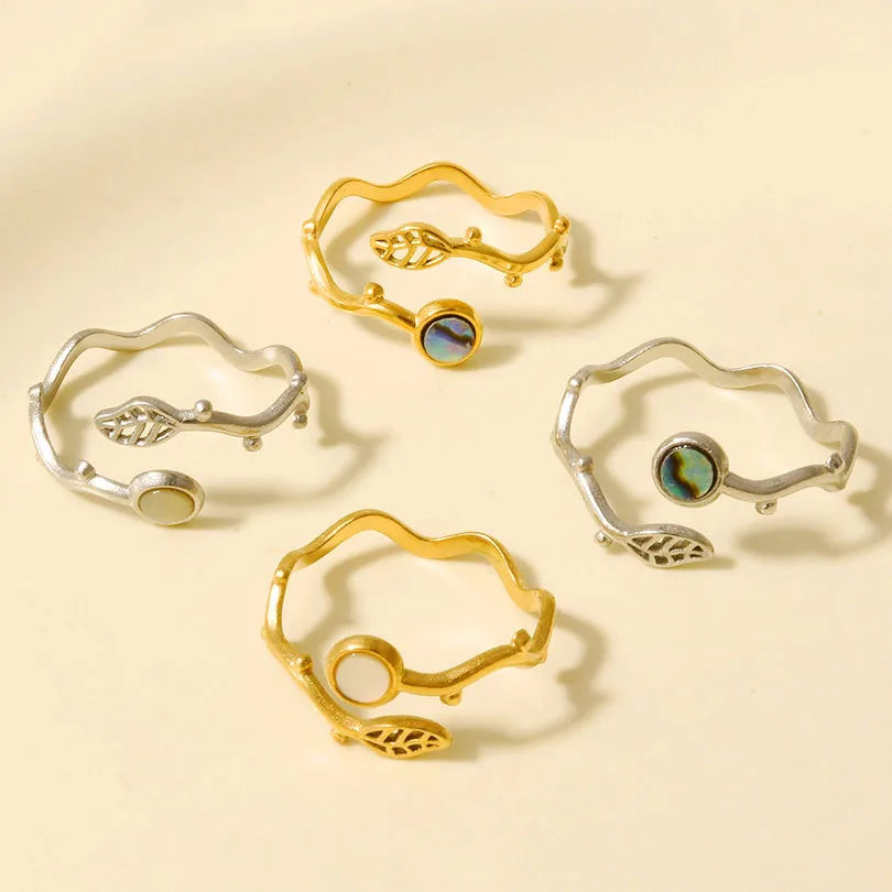 18K Gold Plated Geometric Shell Open Ring