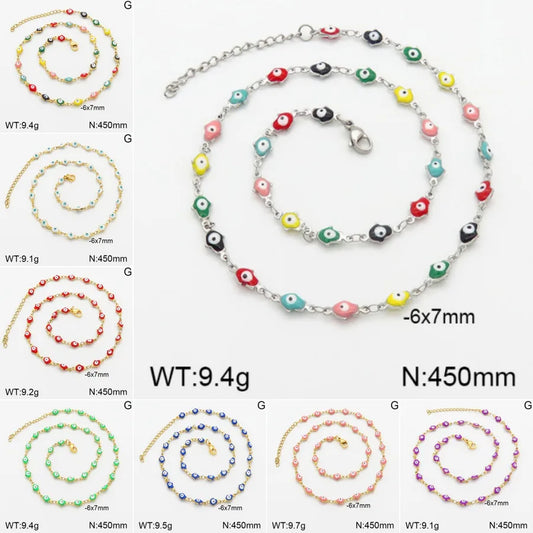 Colorful Evil Eye Stainless Steel Necklace