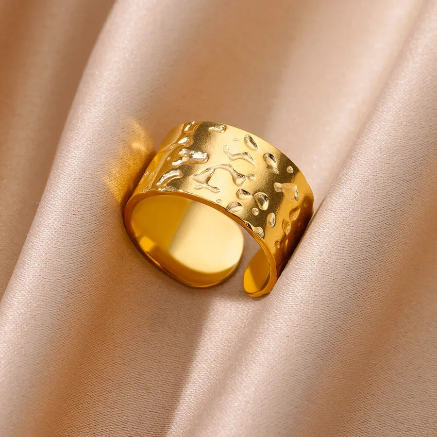 18K Gold PVD Geometric Stainless Steel Open Ring