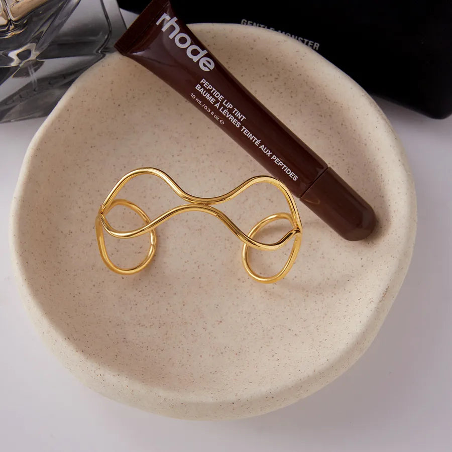 Gold Double Layer Open Bangle Bracelet