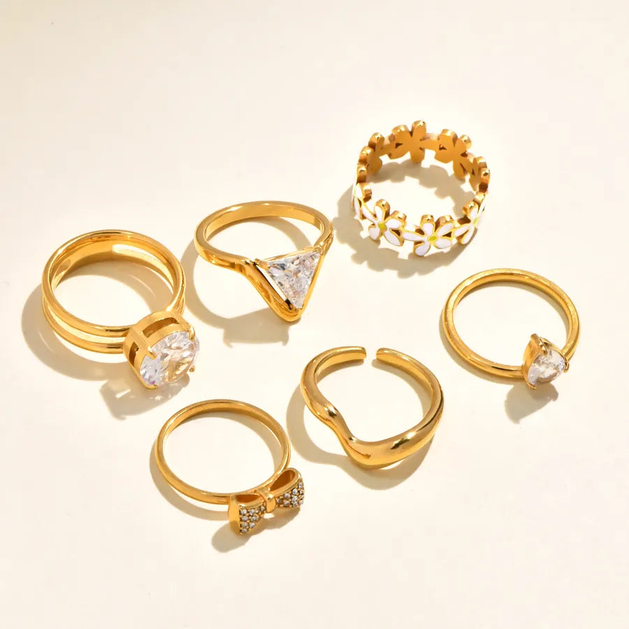 Gold Daisy Butterfly Knot Zircon Ring