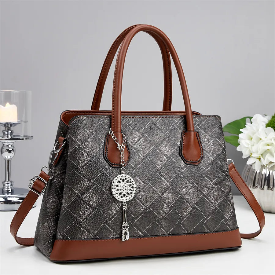 Women's Basket Weave Crossbody Tote Bag