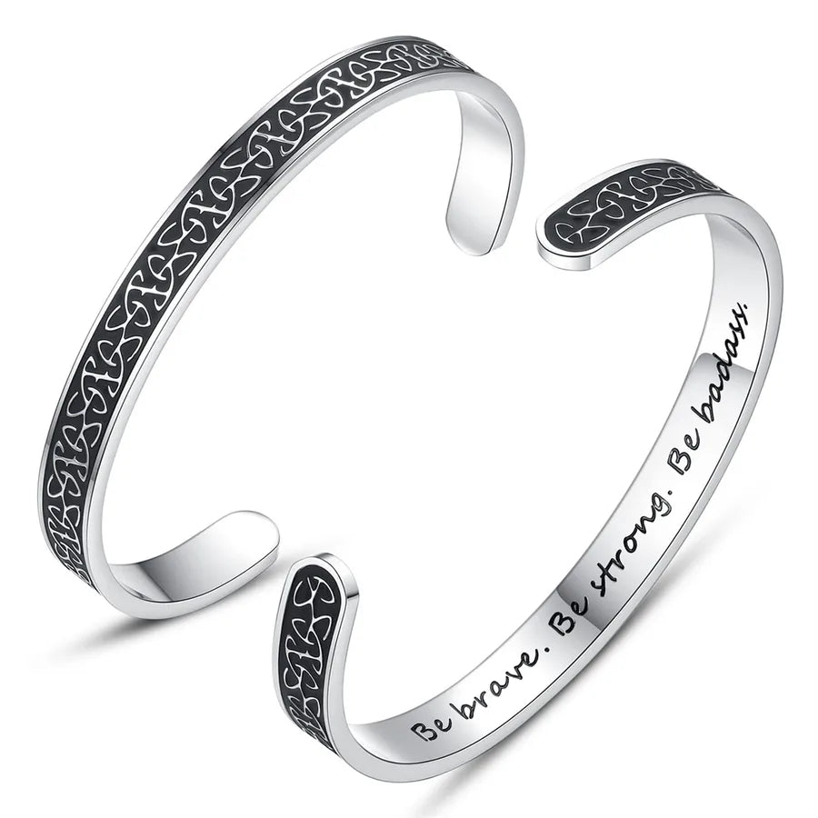 Retro Heart Stainless Steel Bangle 14-Celtic Knot - Be Brave Be Strong