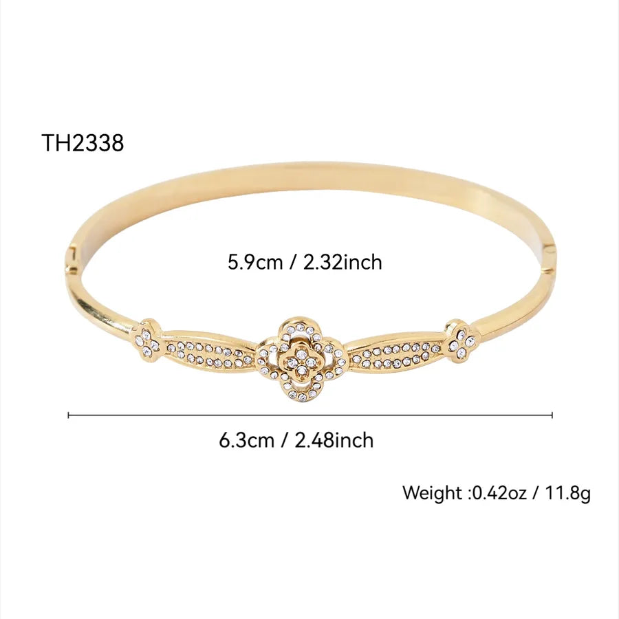 18K Gold Plated Four-Leaf Zircon Bracelet